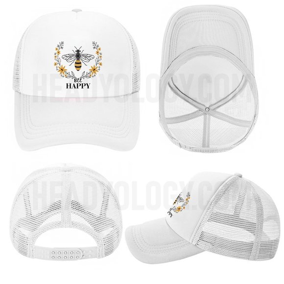 Be Happy Hats Bee Happy Baseball Hats With Bee Inside Flower Enjoying Nectar - Picture 12 of 16